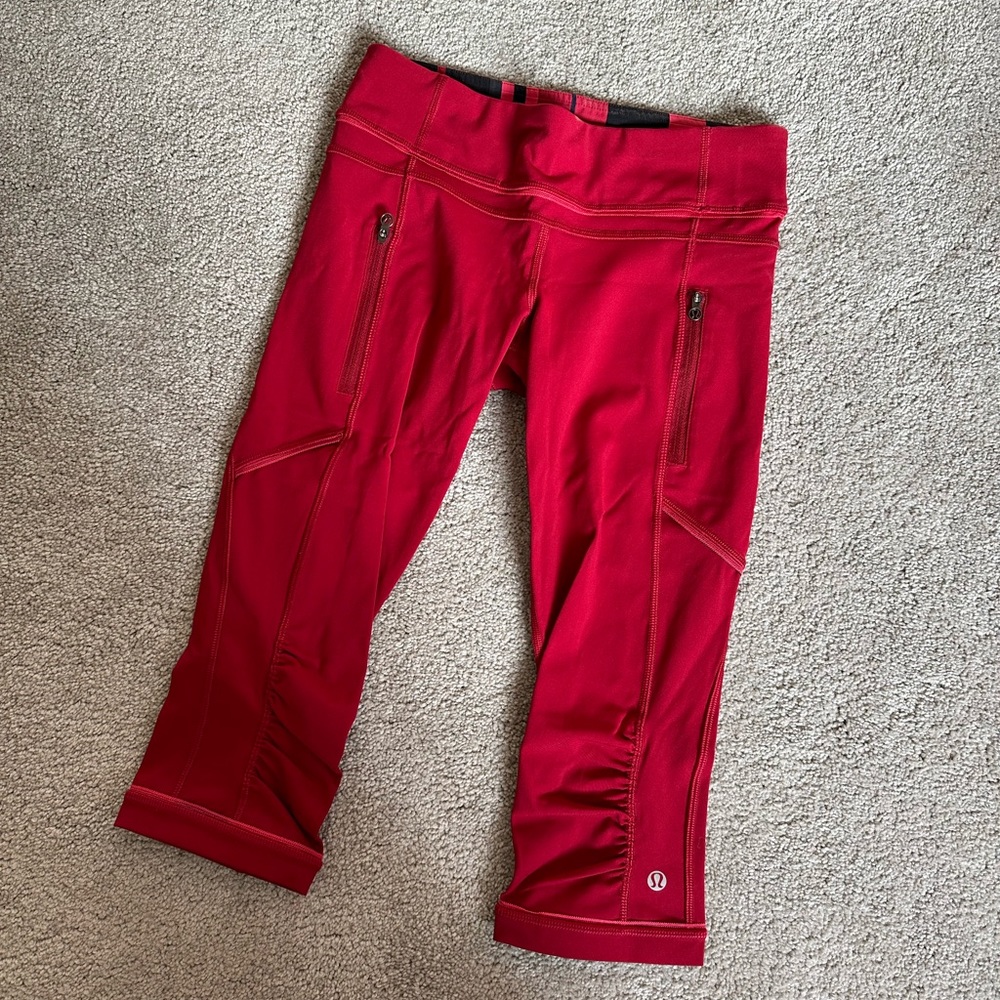 Lululemon Passion Crop II Deepest Cranberry red 4 pockets